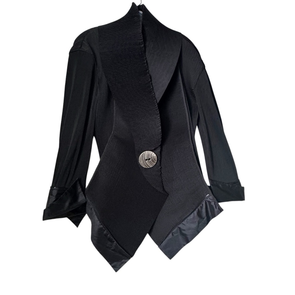 IPSE NEW Pleated Asymmetrical Jacket Shawl Collar Boho Oversized Button Blazer L